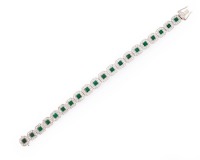 IMPRESSIVE EMERALD AND DIAMOND GOLD BRACELET