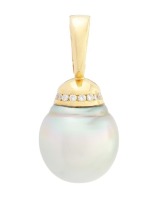 LARGE TAHITIAN PEARL AND DIAMOND GOLD ENHANCER
