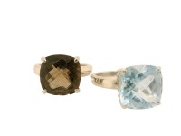 TWO GEM SET RINGS IN STERLING SILVER