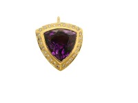 AMETHYST AND DIAMOND GOLD PENDANT