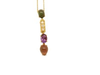 BVLGARI GOLD GEM SET PENDANT AND GOLD CHAIN