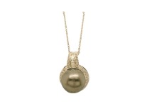 TAHITIAN PEARL, DIAMOND WHITE GOLD NECKLACE