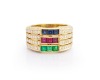 RUBY, SAPPHIRE AND DIAMOND GOLD RING