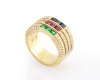 RUBY, SAPPHIRE AND DIAMOND GOLD RING - 2