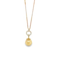 GOLDEN SOUTH SEA PEARL AND DIAMOND PENDANT