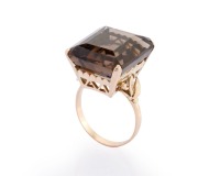 COCKTAIL SMOKY QUARTZ GOLD RING