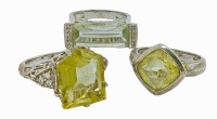 THREE COCKTAIL SILVER RINGS