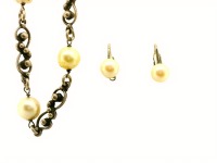 VINTAGE PEARL SILVER BRACELET AND EARRINGS