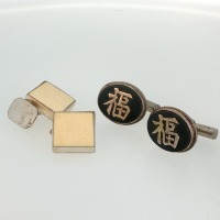 TWO PAIRS OF STERLING SILVER CUFFLINKS