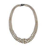 MIKIMOTO TRIPLE STRAND PEARL NECKLACE