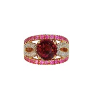 TOURMALINE, PINK SAPPHIRE AND DIAMOND DRESS RING