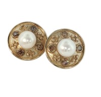 FRESHWATER PEARL AND COGNAC DIAMOND EARRINGS