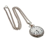 ANTIQUE LADY'S POCKET WATCH AND CHAIN