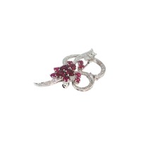 BURMESE RUBY AND DIAMOND BROOCH