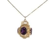 ANTIQUE SYNTHETIC ALEXANDRITE PENDANT NECKLACE