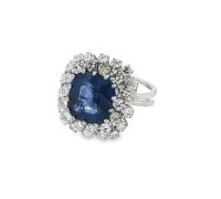 CEYLON SAPPHIRE AND DIAMOND RING