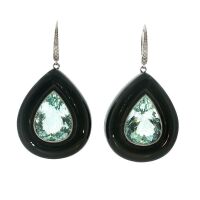 AQUAMARINE AND ONYX EARRINGS