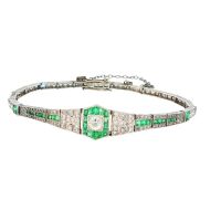 ART DECO EMERALD AND DIAMOND BRACELET