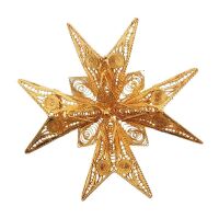 ANTIQUE FILIGREE MALTESE CROSS BROOCH PENDANT