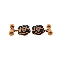 PAIR OF ANTIQUE AUSTRALIAN GOLD ENAMEL CUFFLINKS