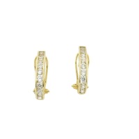 PAIR OF COLOURLESS GEM SET GOLD EARRINGS