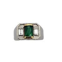 TOURMALINE AND DIAMOND PLATINUM RING