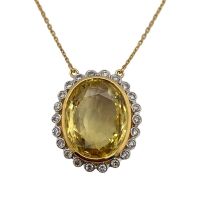 LARGE SAPPHIRE AND DIAMOND GOLD NECKLACE